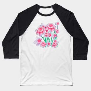 Soft Lilac and Pink Flowers with Dew Drops Baseball T-Shirt